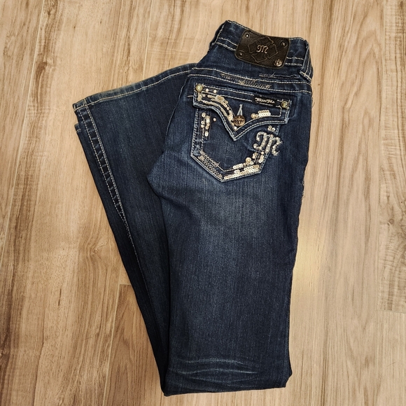 Miss Me Jeans Dark Blue Wash  Bootcut Style Size 25 - Picture 7 of 9